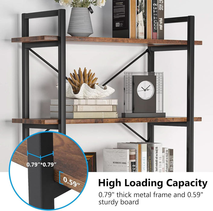 5 Tier Bookshelf, Industrial Etagere Bookcase with Heavy-Duty Metal Frame, Rustic Tall Book Shelf Unit for Living Room, Study, Home Office (1, Rustic)