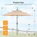 10 FT Patio Umbrella, 3 Tier Outdoor Table Umbrella with 8 Sturdy Glass Fiber Ribs and Push Button Tilt, Outdoor Patio Umbrellas for Market Pool Garden Backyard, 1.5" Pole, Champagne (No Base)