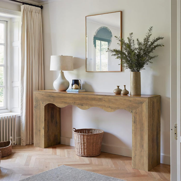 63" Farmhouse Console Table, Wooden Couch Table behind Sofa with Storage, Long Entryway Sofa Station, Narrow Console Stand with Base, Hallway Stand for Entryway, Living Room