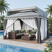 10X13 FT Gazebo with Mosquito Netting, Metal Frame Canopy Shelter, Gray | Double Soft Roofs Backyard, Garden, Deck, Patio, Party Events Mesh Netting and Privacy Screen Sun-Proof and Water-Proof