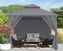 10X12 Outdoor Gazebo - Patio Screened Gazebo with Curtains and Windows for Deck, Lawn and Backyard (Dark Gray)