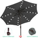 9FT Outdoor Patio Umbrella with Solar Lights, LED Lighted Pool Umbrella with Tilt and Crank, Outdoor Table Umbrellas for Deck, Yard & Market (Dark Gray)