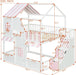 Full-Size House-Bunk Bed With Pink StorageCompartments