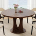 47 Inch round Dining Table for 4-6 People, Wooden Dining Room Table with Pedestal Base, Modern Kitchen Table for Apartments, Dining Room, Kitchen or Living Room, Dark Walnut, Table Only