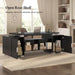 80.6" Executive Desk with Power Outlet and File Drawer, Modern Home Office Desk with 3 Large Cabinets and Privacy Panel, Business Furniture for Home Office, Living Room, Black
