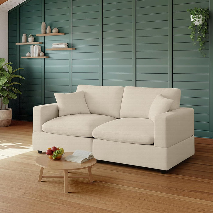 Khaki 68Inch Deep Overstuffed Modular Sectional Sofa