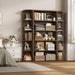 5-Tier Wood Book Shelf, 47" Wide Large Bookshelf and Bookcase, 62" Tall Bookshelf with Curved Side Shelves, Freestanding Wood Display Book Shelves for Living Room, Home Office, Walnut