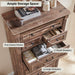 Farmhouse 57" Tall 7 Drawers Dresser for Bedroom, Light Brown
