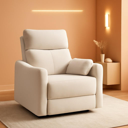 Mochi Oversized 54" Power Recliner Chair for Big and Tall Adults, Chenille Fabric Electric Recliner with USB & Type-C Ports, Wide Single Sofa with Pillows for Living Room & Bedroom, Beige