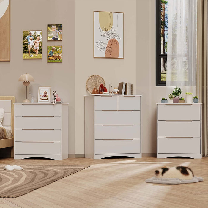 White Dresser with 5 Large Drawers