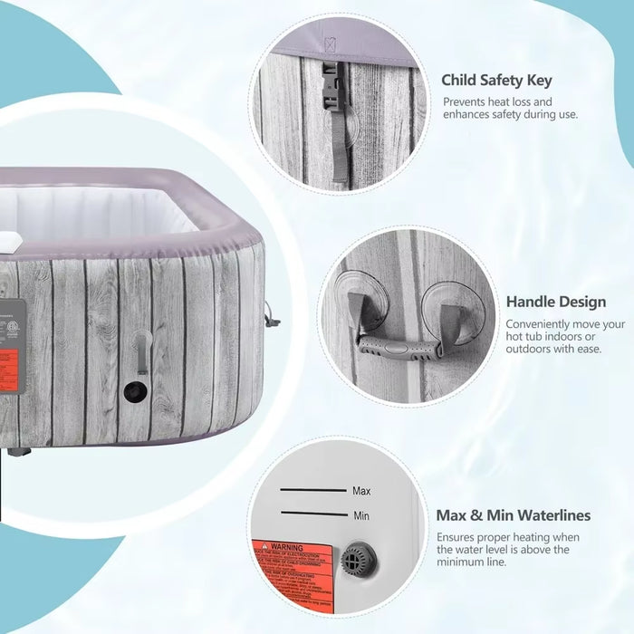 73" Inflatable Hot Tub, 4-6 Person Portable Spa，With Bubble Jets, Insulated Cover, Digital Control Panel, up to 104°F, Hottub