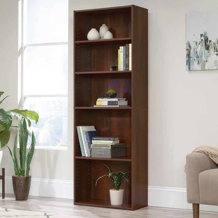 Brook Cherry Modern Bookcase With Adjustable Shelves