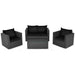 4 Pieces Patio Rattan Conversation Set with Padded Cushions