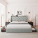 Upholstered Full Size Bed Frame with 4 Storage Drawers, Charging Station and Tufted Wingback Storage Headboard, No Box Spring Needed, Easy Assembly, Light Grey