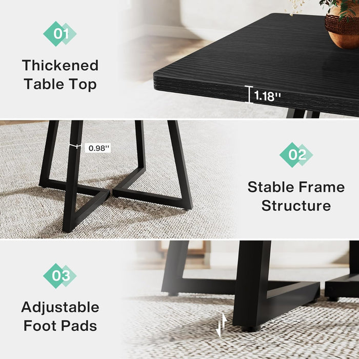 Square Dining Table for 2, 31.5" Industrial Dinner Table with Metal Base, Kitchen Table for Dining Room, Small Space, Apartment