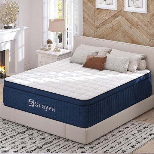 Queen Size Mattresses, 14 Inch Queen Mattress in a Box, Medium Firm Pocket Spring and Gel Memory Foam for Superior Comfort, Pressure Relief, Strong Edge Support