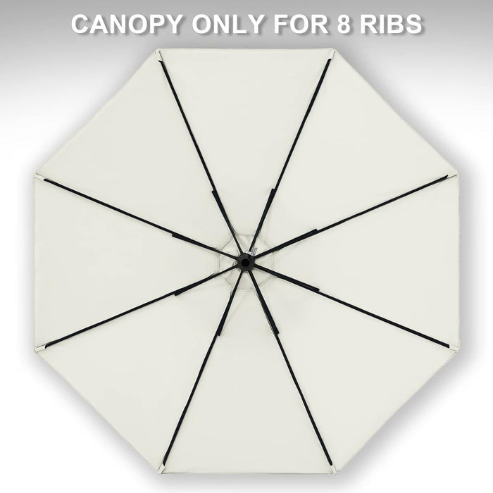 Patio Umbrella 9 Ft Replacement Canopy for 8 Ribs-Creamy White