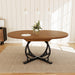 Extendable Round Dining Table Walnut Finish Modern