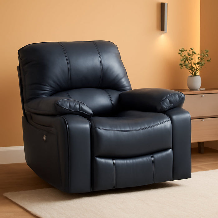 Leesworth Modern Leather Match Power Rocker Recliner USB Port, Blue