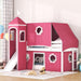 Pink Twin Loft Bed With Slide Integratedguardrails