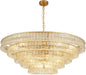 48" 5-Tier Clear Ripple Glass Chandelier, 20-Light round Brass Chandelier