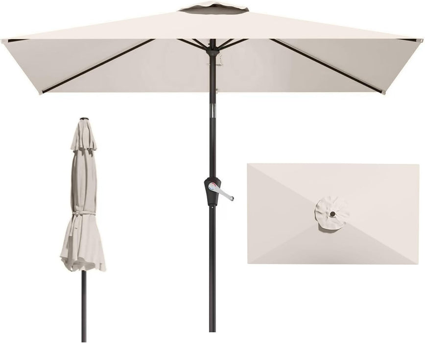 6.5X10Ft Patio Umbrella,Outdoor Umbrella with Push Button Tilt and Crank,8 Sturdy Ribs, UV Protection & Waterproof Market Umbrella for Pool,Backyard,Beach,Deck