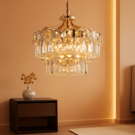 15-Light Modern Luxury Gold round Crystal Chandeliers for Dining Room 24"