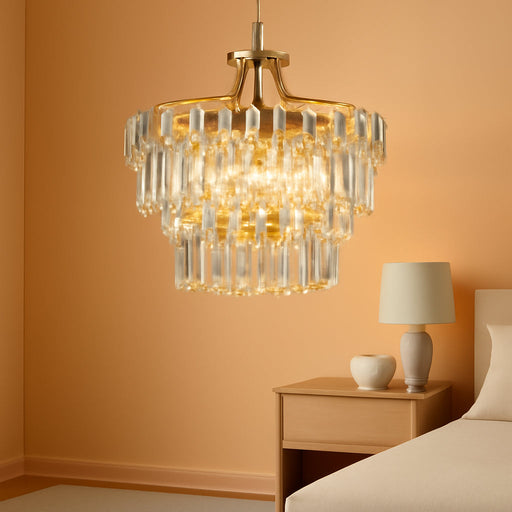 15-Light Modern Luxury Gold round Crystal Chandeliers for Dining Room 24"