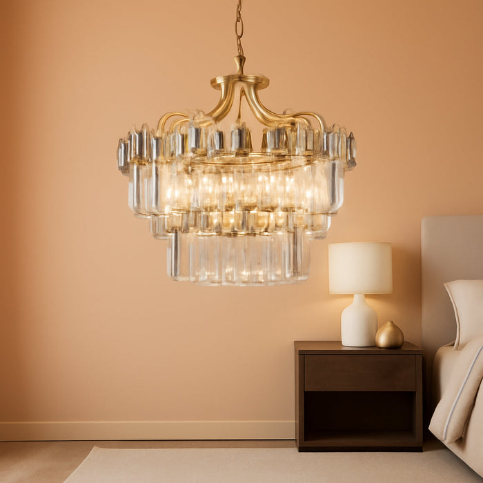 15-Light Modern Luxury Gold round Crystal Chandeliers for Dining Room 24"
