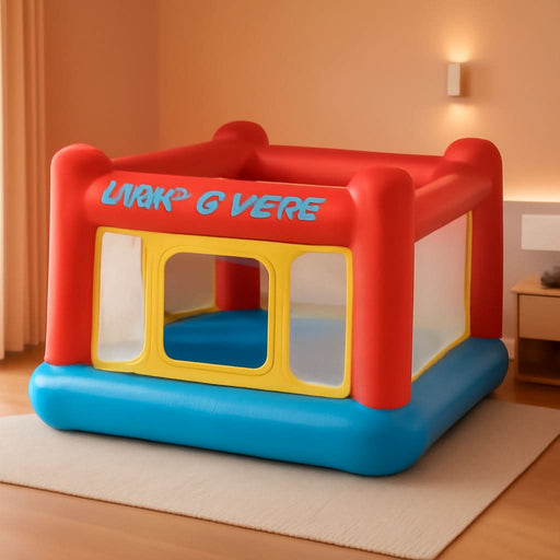 Inflatable Jump-O-Lene Trampoline Bounce House with Crawl-Thru Door & Net - Indoor & Outdoor Backyard Blow-Up Bouncy Playhouse for Kids Ages 3-6