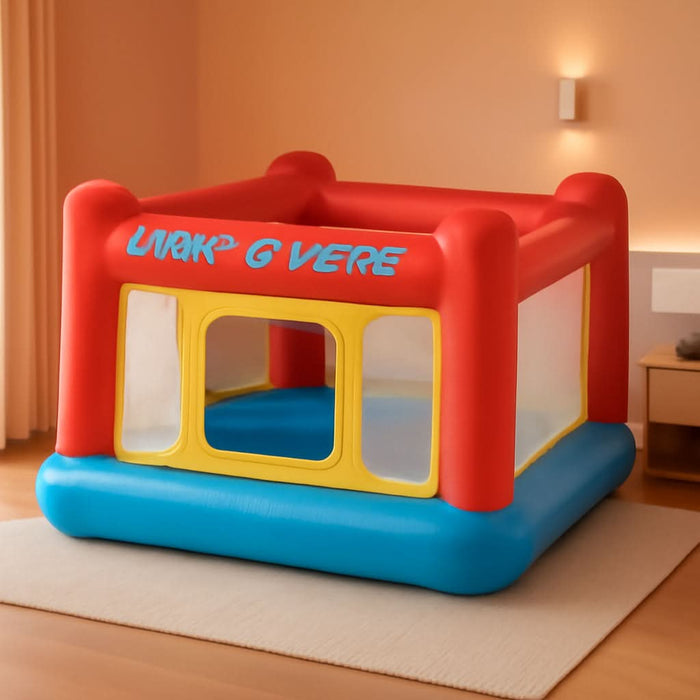 Inflatable Jump-O-Lene Trampoline Bounce House with Crawl-Thru Door & Net - Indoor & Outdoor Backyard Blow-Up Bouncy Playhouse for Kids Ages 3-6