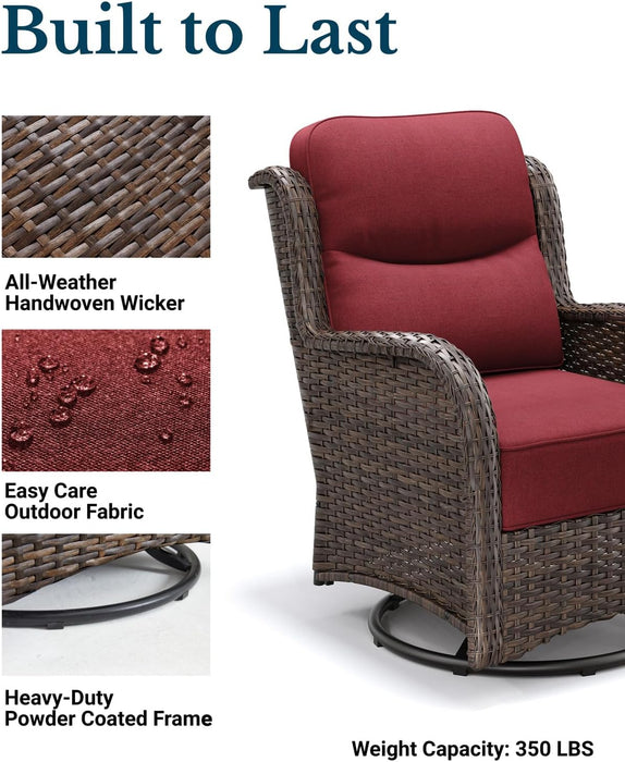 Luxury Outdoor Swivel Rocker Patio Chairs of 2 with Side Table