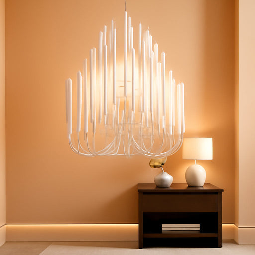 Modern Farmhouse Chandelier for Dining Room 21", Small Vintage White Wood Chandeliers Light for Living Room, Rustic Pendant Lighting Fixture Ceiling Hanging for Foyer Bedroom Entryway