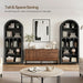70.9" Tall Arched Bookcase, Wooden Open Display Shelves, Black | 5-Tier Book Shelf with Storage, Farmhouse Arched Cabinet for Bedroom, Home Office, Living Room