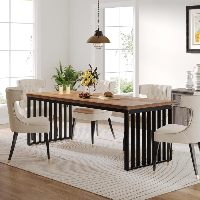 Tribesigns Industrial Dining Table for 6-8 Person, 78.74" Long Rectangle Dining Table Wood Kitchen Table with Heavy Duty Metal Frame for Living Room and Dining Room (Brown & Black)