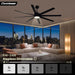 Modern Ceiling Fans with Lights, 72 Inch Ceiling Fan with Light and Remote, Bedroom Living Room Library Cafe Outdoor/Industrial,24W 3CCT Dimmable, 8 Blades 6 Speed Reversible Quiet DC Motor, Black