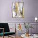 Abstract Wall Art with Gold Foil - 24 X 32 Inches Gold and Gray Canvas Print with Texture for Modern Style Decor，Framed, Ready to Hang