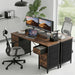 47 Inch Computer Desk with 8 Fabric Drawers, Office Gaming Desk with Storage, Writing Study Table with X-Shaped Reinforced Structure, Dark Brown