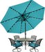9FT 8Ribs Patio Umbrella with 32 Solar LED Lights, Outdoor Market Umbrella with Tilt & Crank, UV Protection & Fade Resistant Fabric, Easy Set-Up for Garden, Deck, Pool (Turquoise)