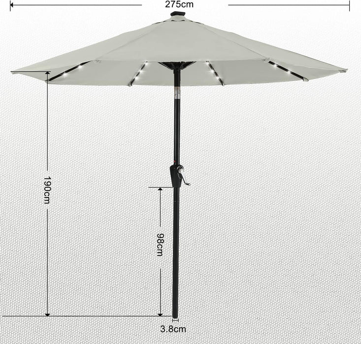Durable Solar Led Patio Umbrellas with 32LED Lights 9FT (Light Beige)