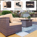 13PCS Outdoor Patio Furniture Set with 43" 55000BTU Gas Propane Fire Pit Table PE Wicker Rattan Sectional Sofa Patio Conversation Sets,Khaki