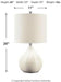 Signature Design by Ashley Rainermen Casual Ceramic Table Lamp, Transparent White Glaze Finish, Drum Hardback Fabric Shade, 11" W X 11" D X 21" H, off White