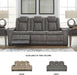 Next-Gen Durapella Modern Faux Leather Power Reclining Sofa with Adjustable Headrest, Gray
