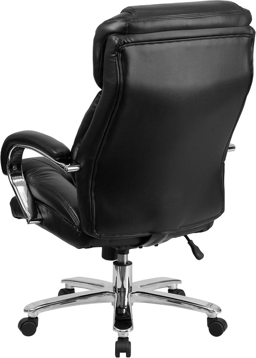 Hercules Series Leathersoft Swivel Office Chair with Loop Arms, Ergonomic High-Back Executive Chair with Padded Seat and Arms, Black
