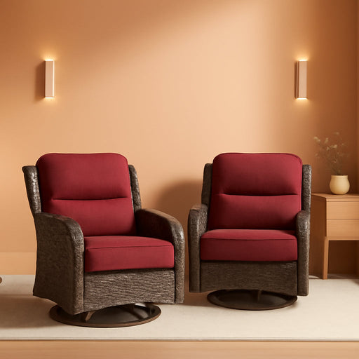 Luxury Outdoor Swivel Rocker Patio Chairs of 2 with Side Table