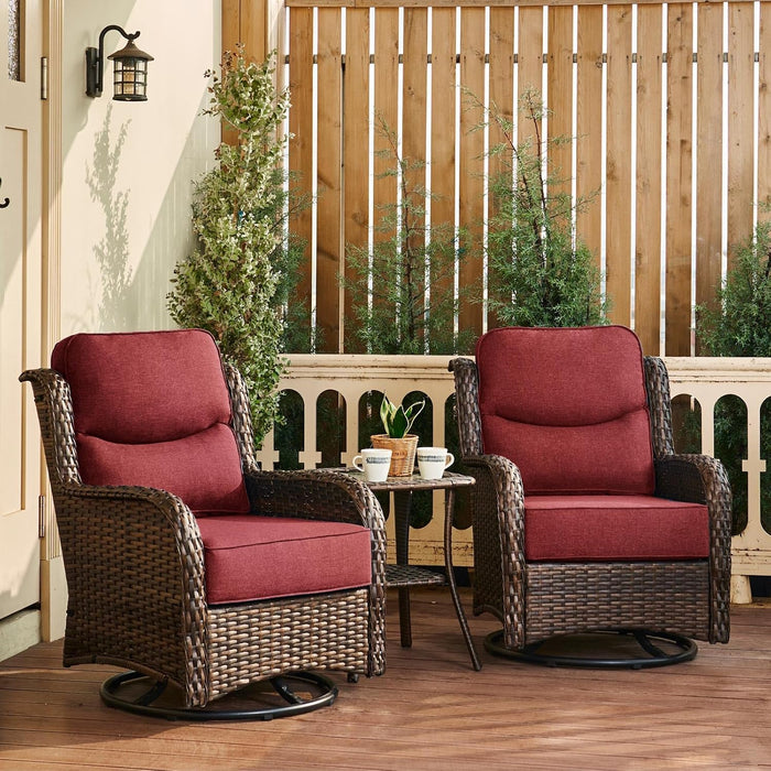 Luxury Outdoor Swivel Rocker Patio Chairs of 2 with Side Table