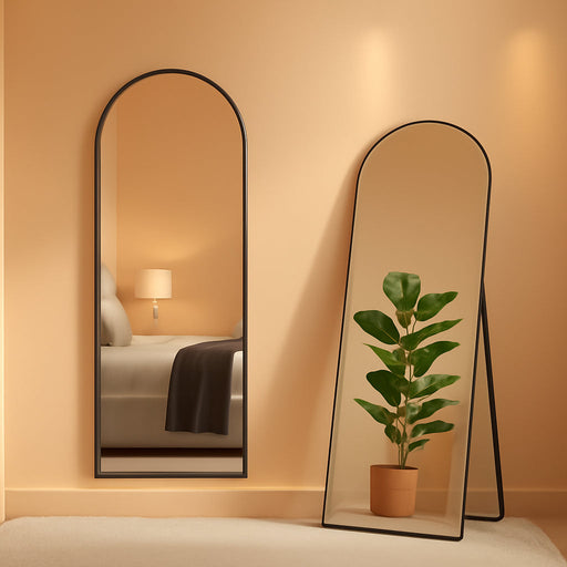 Arched Mirror Full Length, Upgraded 16"X59" Body Wall Mirrors with Shatter-Proof Glass, Floor Standing, Hanging or Leaning, Tall Arch Mirror with Stand Aluminum Alloy Frame for Bedroom Cloakroom
