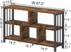 Low Book Shelf, Industrial Horizontal Bookcase, Rustic Brown, 47 Inch | Farmhouse 3 Tier Open Bookshelf, Long Wide 5 Cube Storage Organizer, Wood Metal Cubby Bookcase for Bedroom Living Office