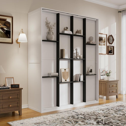 White Queen Murphy Bed With UltraIntegratedStorage
