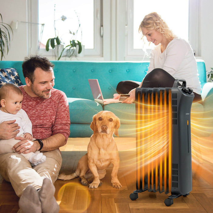 1500W Oil-Filled Radiator Heater with 3-Level Heat